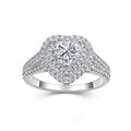 S925 Sterling Silver Statement Heart-Shaped Moissanite Ring