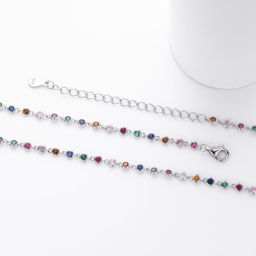 Dopamine Colored Zirconium Necklace in 925 Sterling Silver