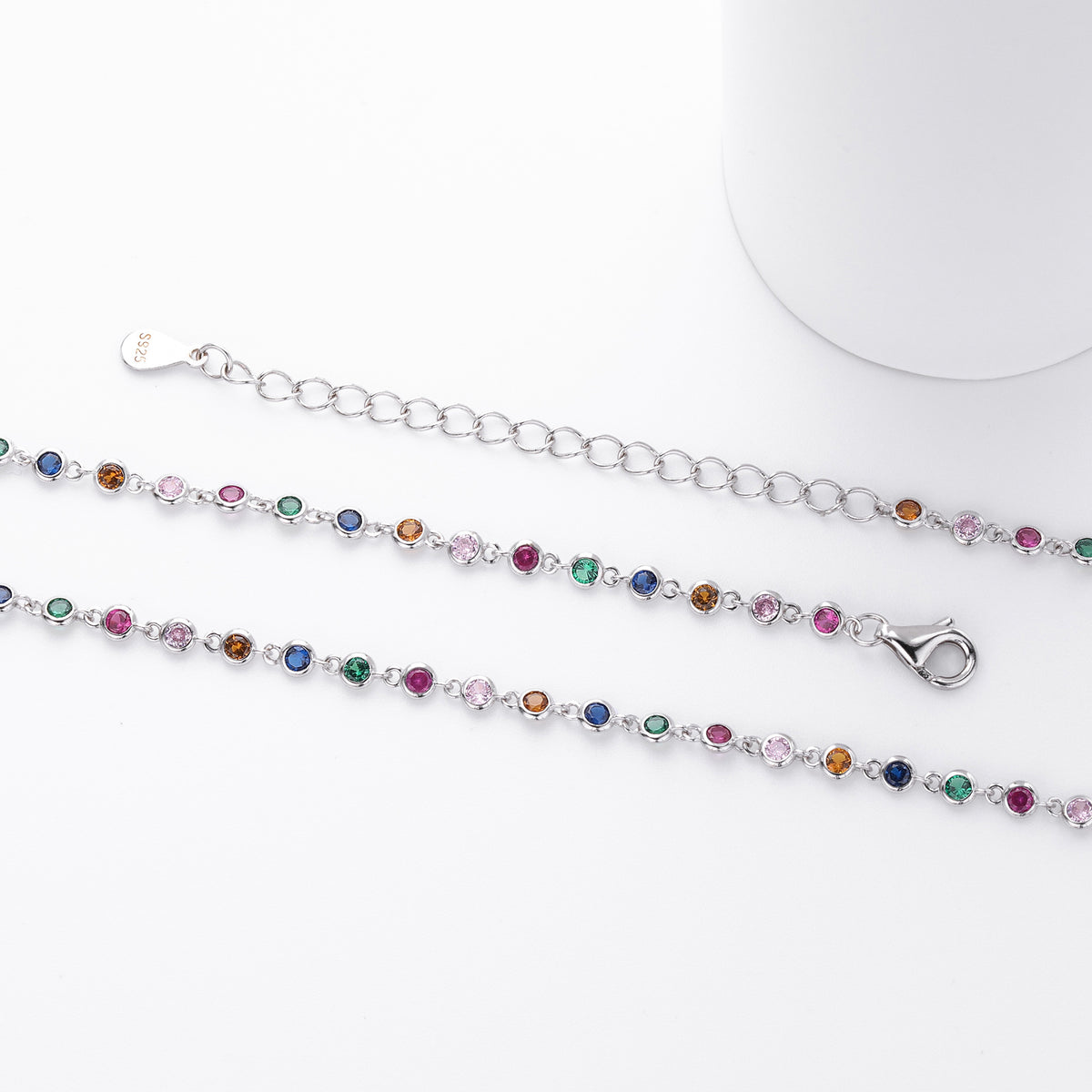 Dopamine Colored Zirconium Necklace in 925 Sterling Silver
