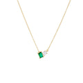S925 Sterling Silver Inlaid Emerald Rectangular Water Drop Zircon Necklace