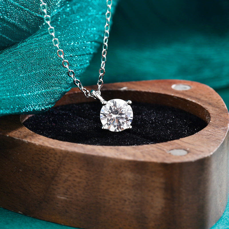 S925 Sterling Silver Moissanite Classic Four-Claw Necklace