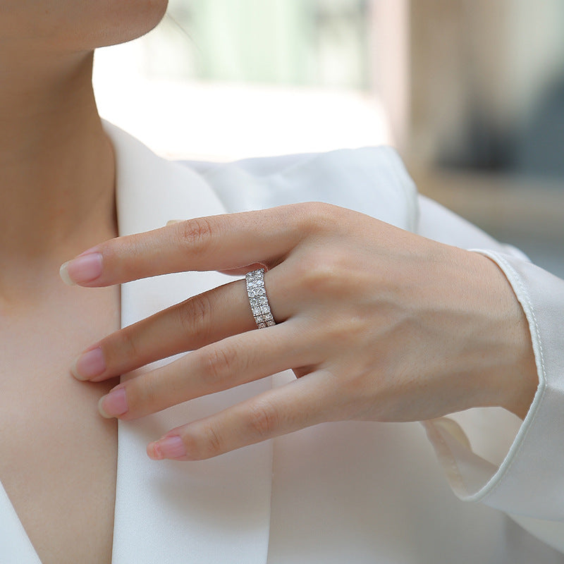 S925 Sterling Silver Moissanite Multi-Layer Ring