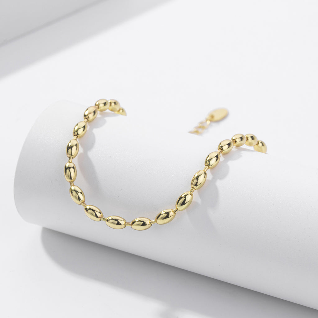 S925 Sterling Silver Rice Bead Bracelet