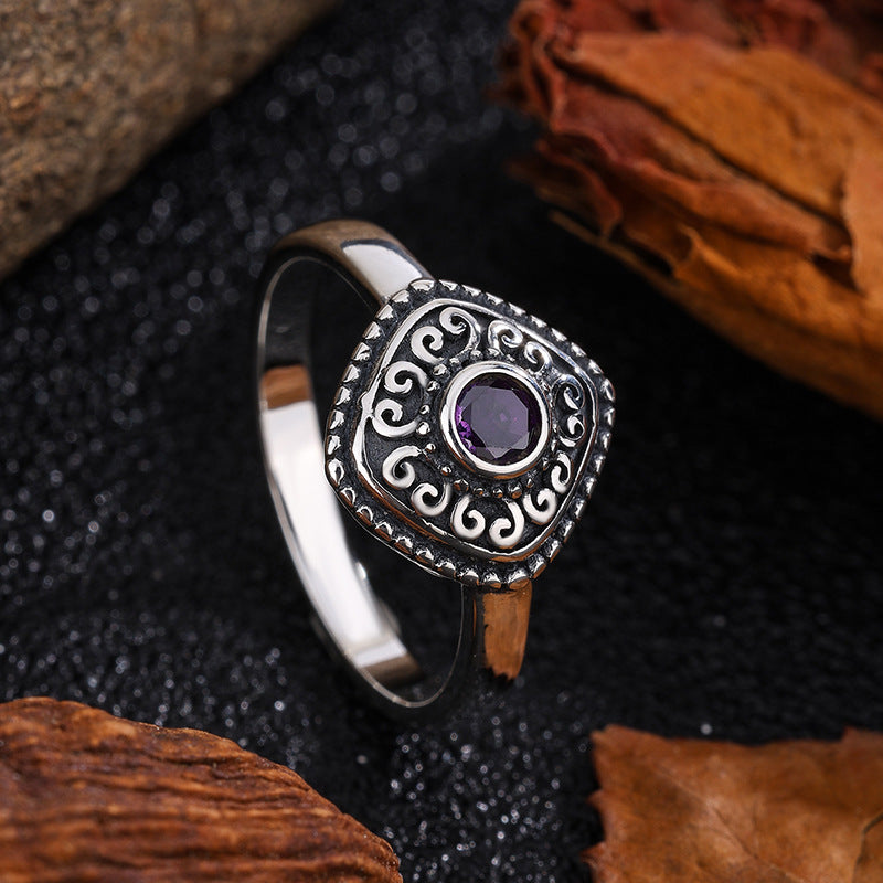 S925 Sterling Silver Halloween Ring with Antiqued Pattern