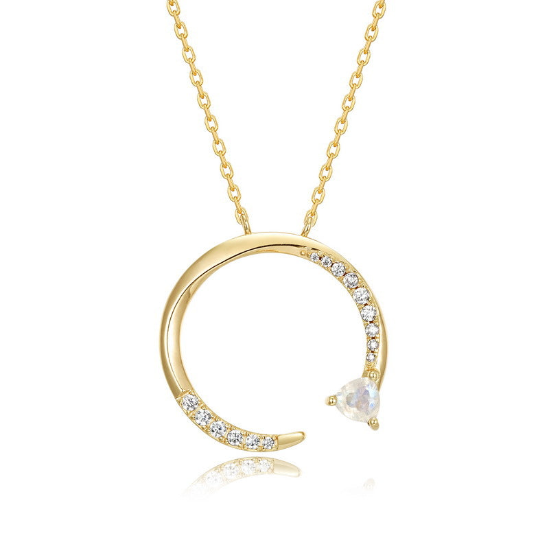 S925 Sterling Silver Blue Moonstone Pendant Necklace