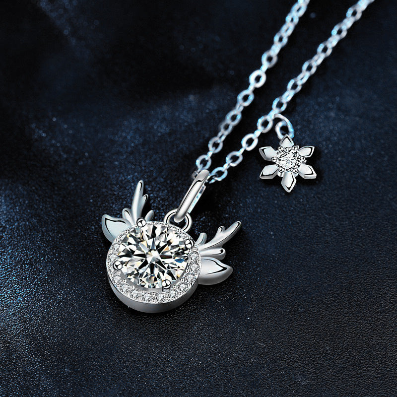 S925 Sterling Silver Moissanite Deer Pendant Necklace