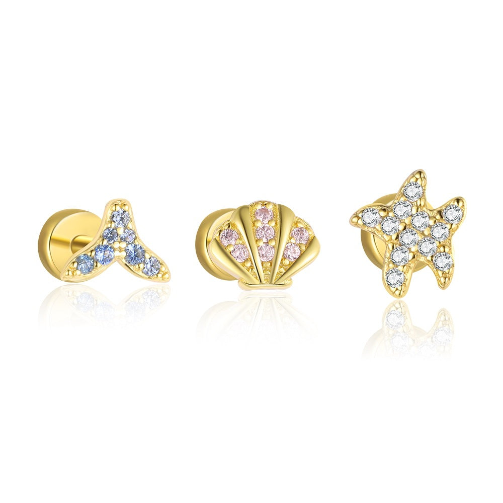 S925 Sterling Silver Zircon Stud Earrings