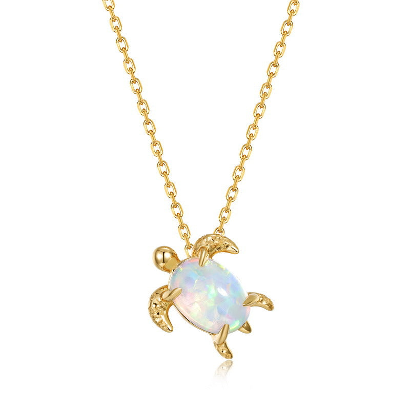 Ocean Turtle Synthetic Opal Stud Earrings 925 Sterling Silver
