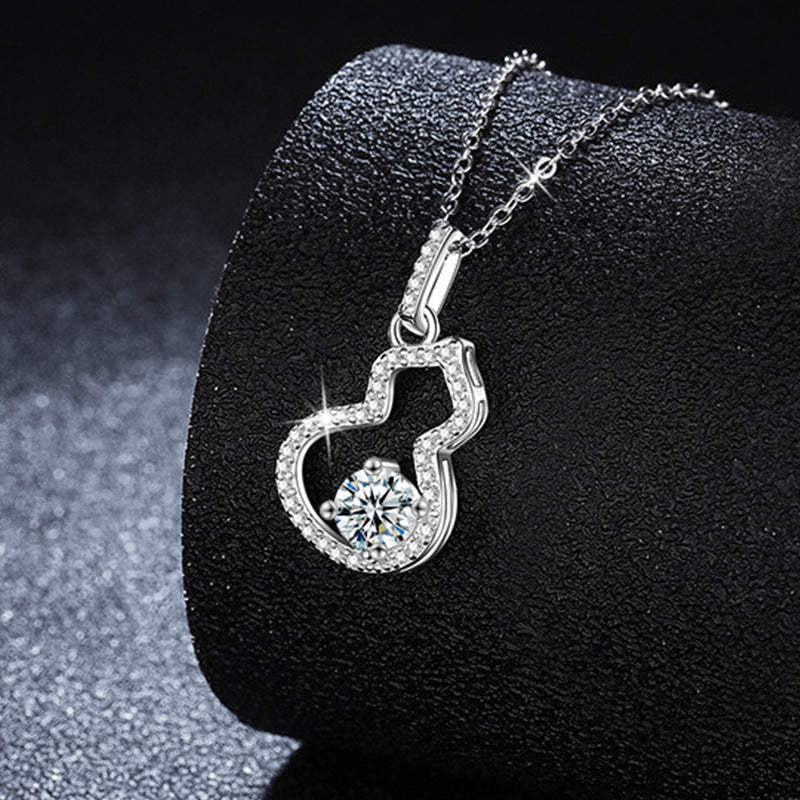 S925 Sterling Silver Moissanite Gourd Pendant Necklace