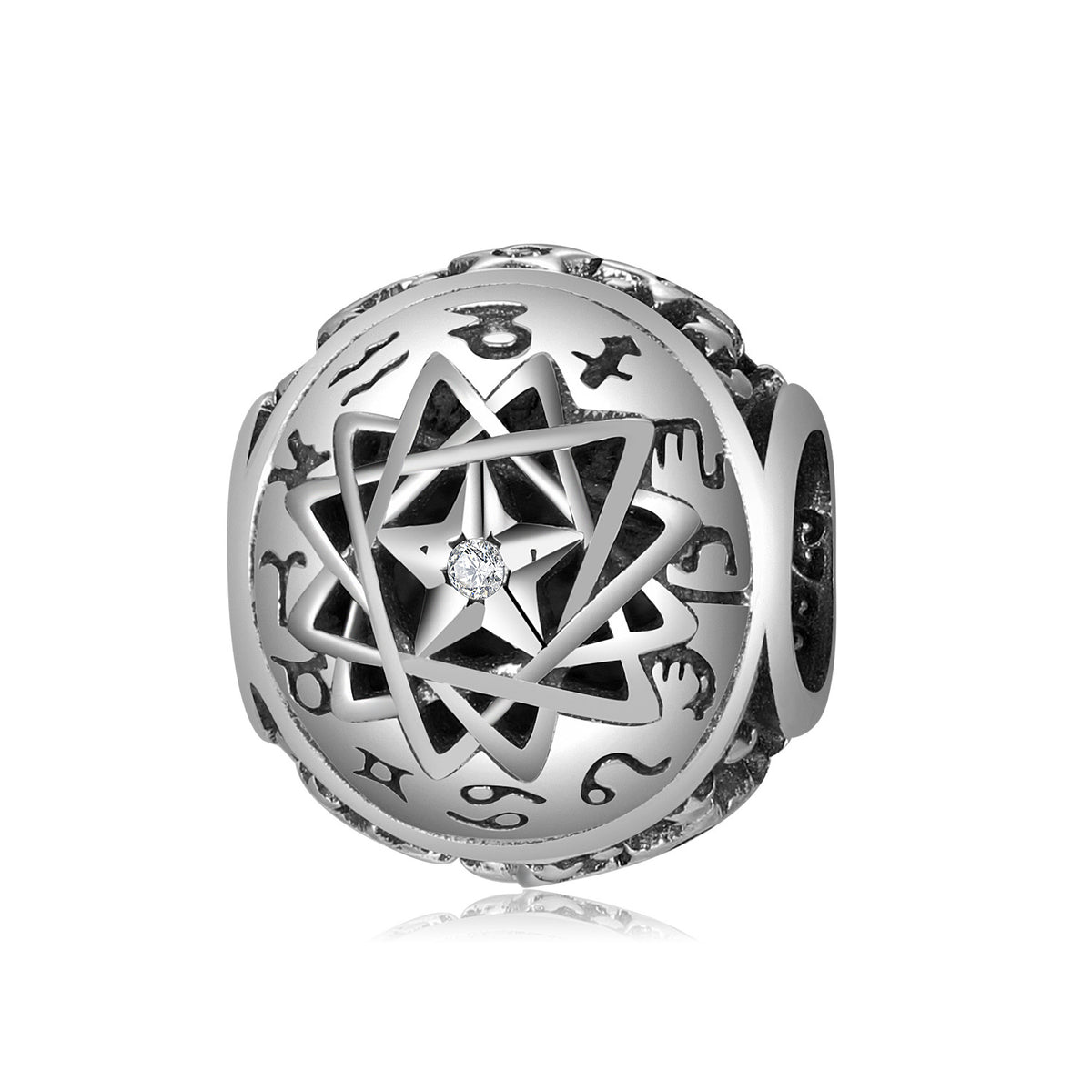 S925 Sterling Silver Twelve Constellation Beaded Zircon Pendant