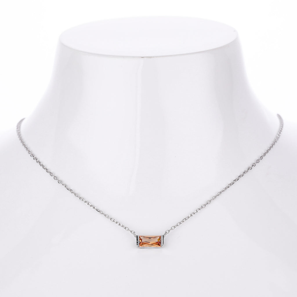 Rectangular colored zircon s925 sterling silver December birthstone collar necklace