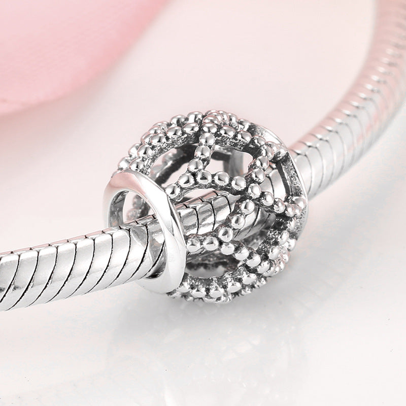 S925 Sterling Silver Hollow Creative Geometric Bead Pendant