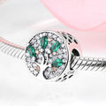 S925 Sterling Silver Hollow Tree of Life Green Zircon Bead Pendant