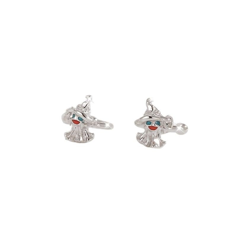 S925 Sterling Silver Halloween Witch Hat Ghost Non-Pierced Ear Clip