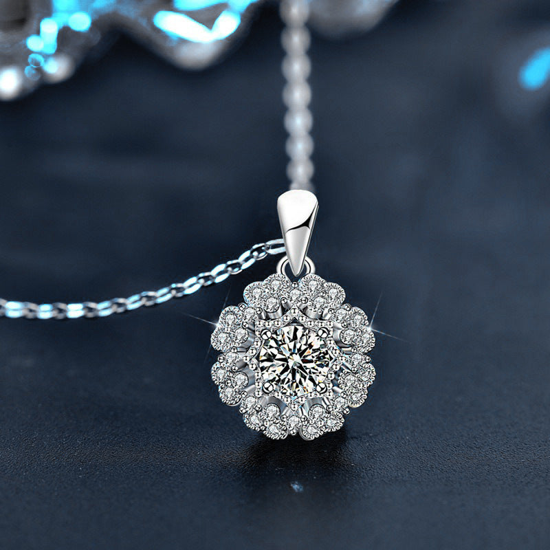 S925 Sterling Silver Moissanite Kaleidoscope Pendant Necklace