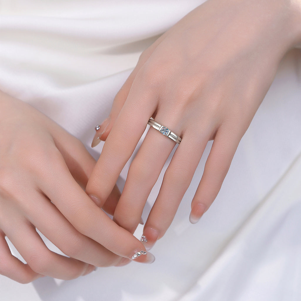 S925 Silver Moissanite Couple Rings
