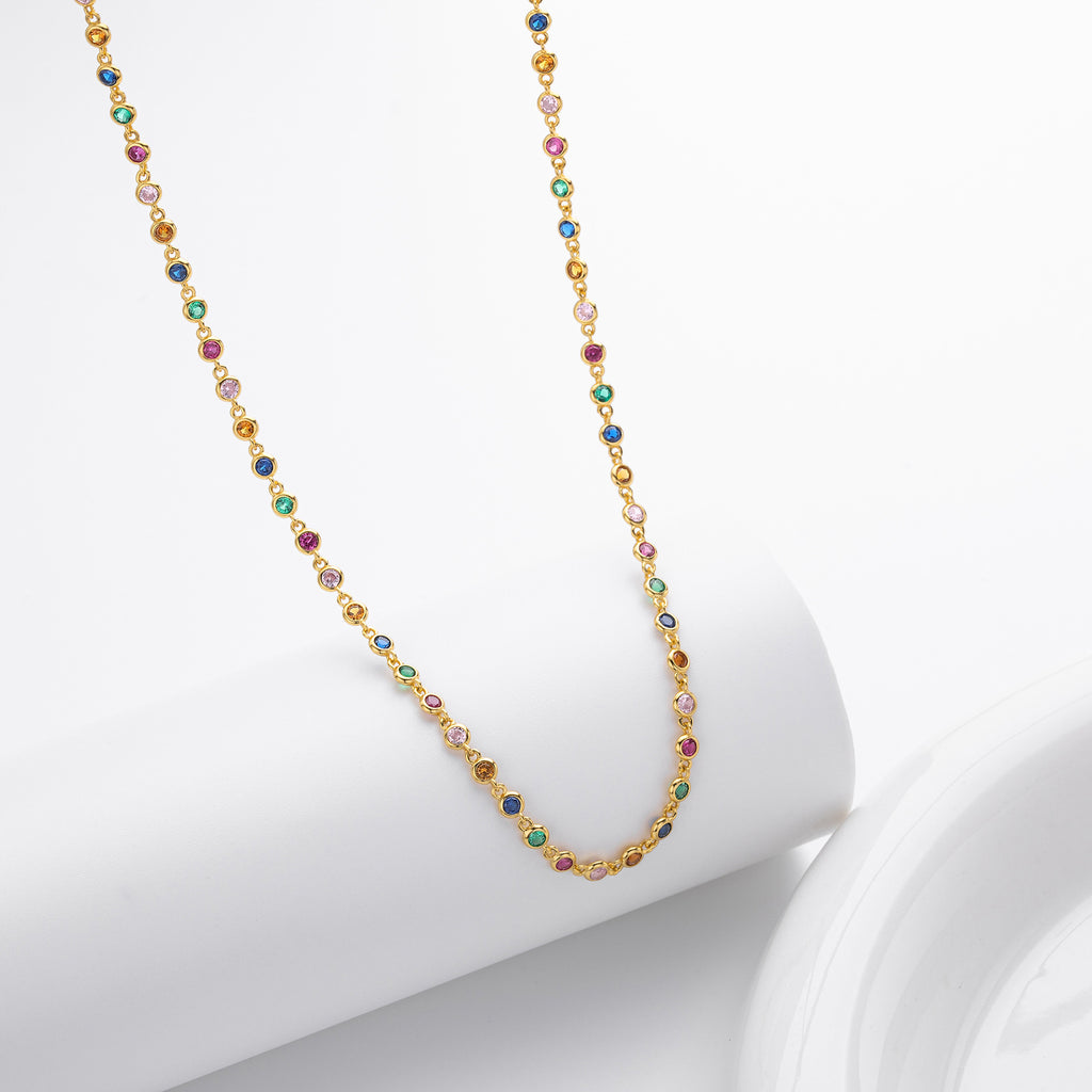Dopamine Colored Zirconium Necklace in 925 Sterling Silver