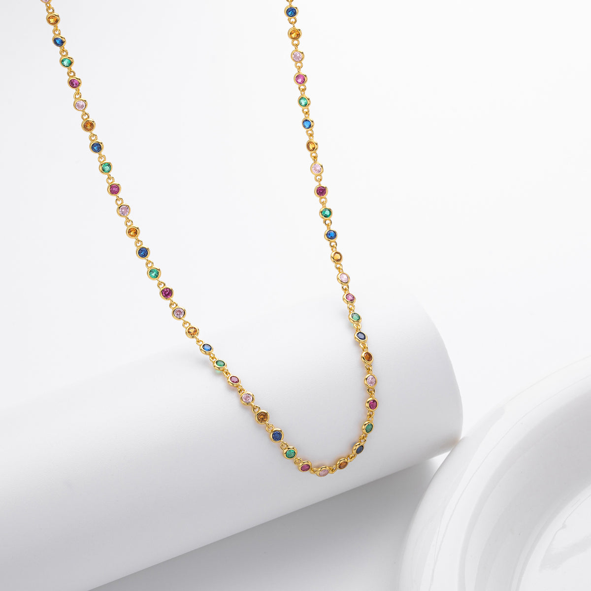 Dopamine Colored Zirconium Necklace in 925 Sterling Silver