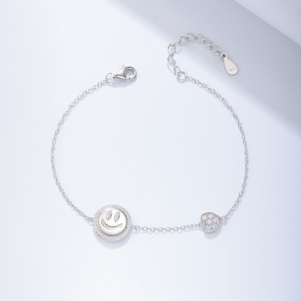 S925 Sterling Silver Smiley Face Zircon Bracelet