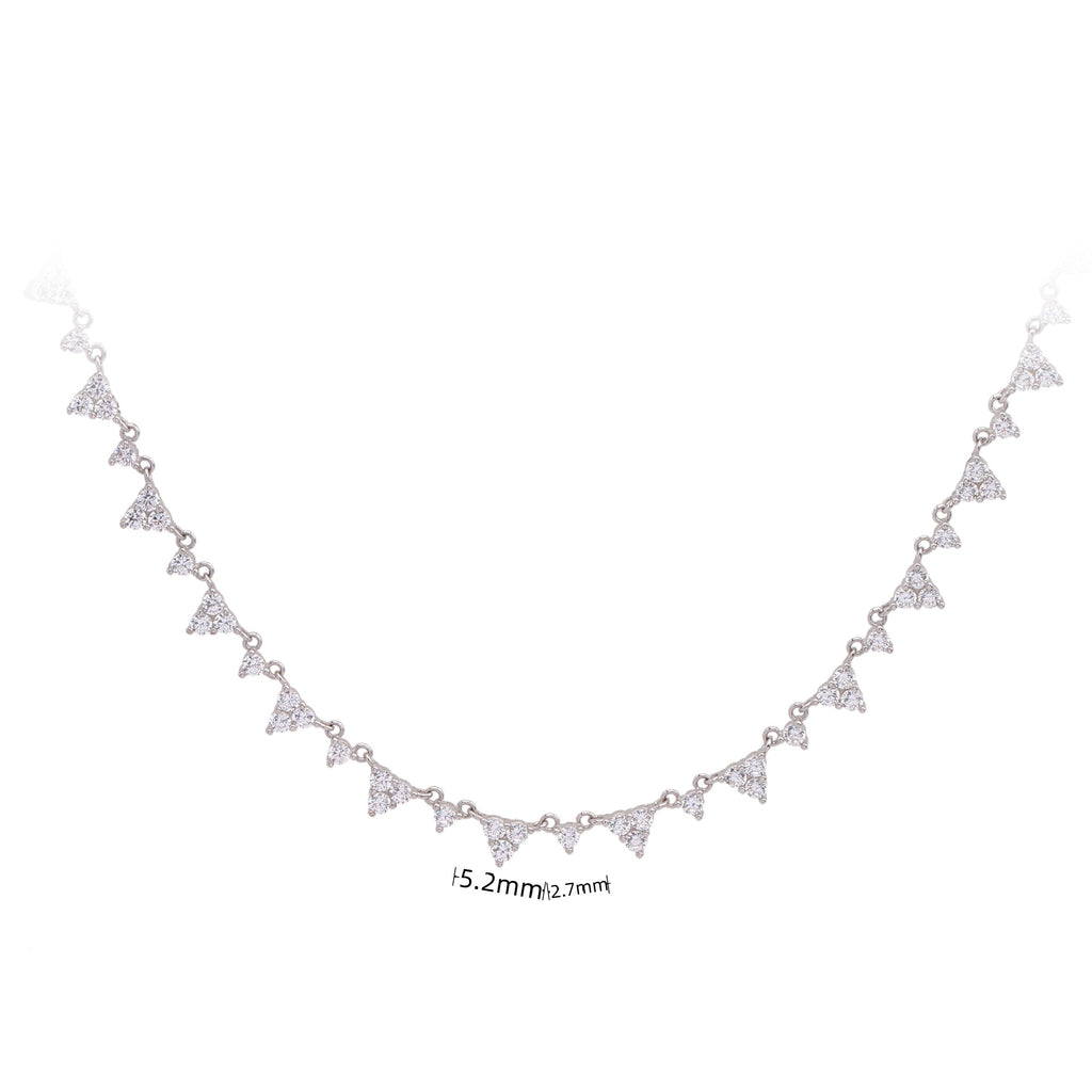 S925 Sterling Silver Scattered Triangle Full Zirconium Necklace