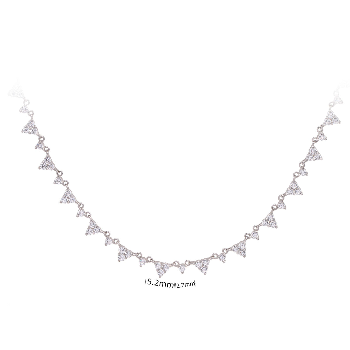 S925 Sterling Silver Scattered Triangle Full Zirconium Necklace