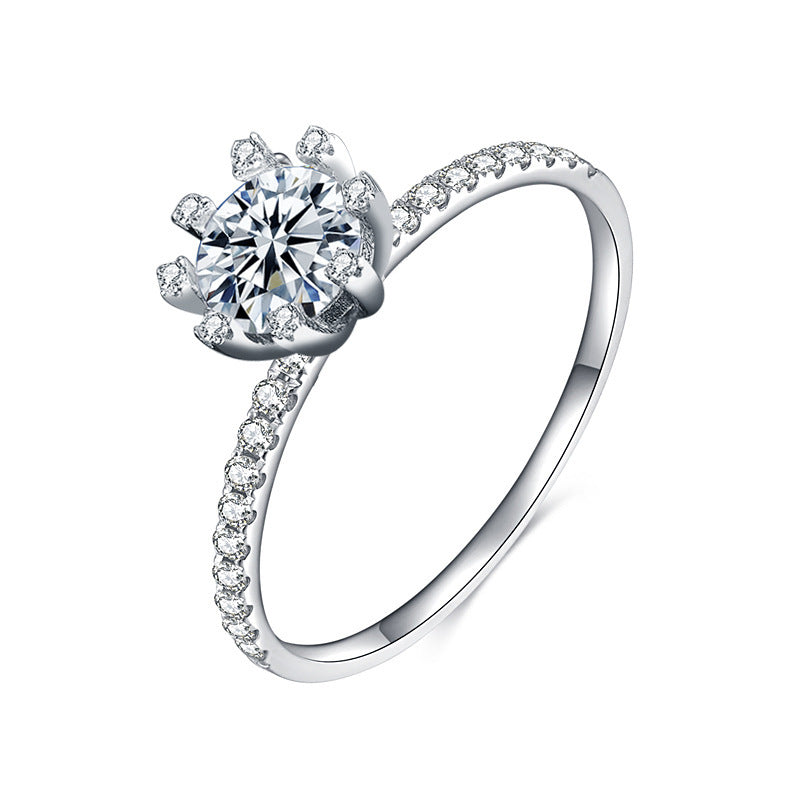 S925 Sterling Silver Eight-Claw Moissanite Ring