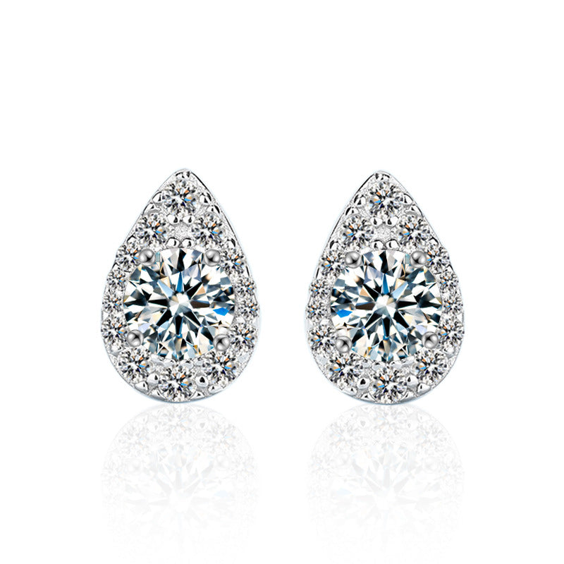 925 Sterling Silver Teardrop Moissanite Stud Earrings