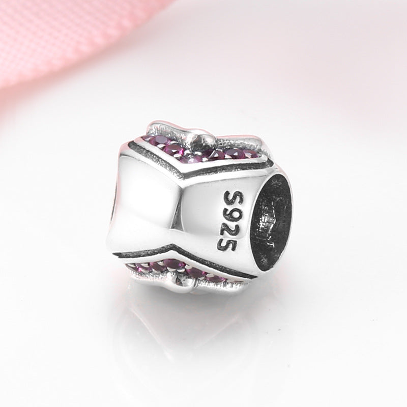 S925 Sterling Silver Heart Bead Purple Zircon Pendant