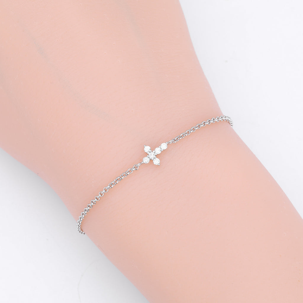 S925 Sterling Silver Cross Bracelet with Zirconia