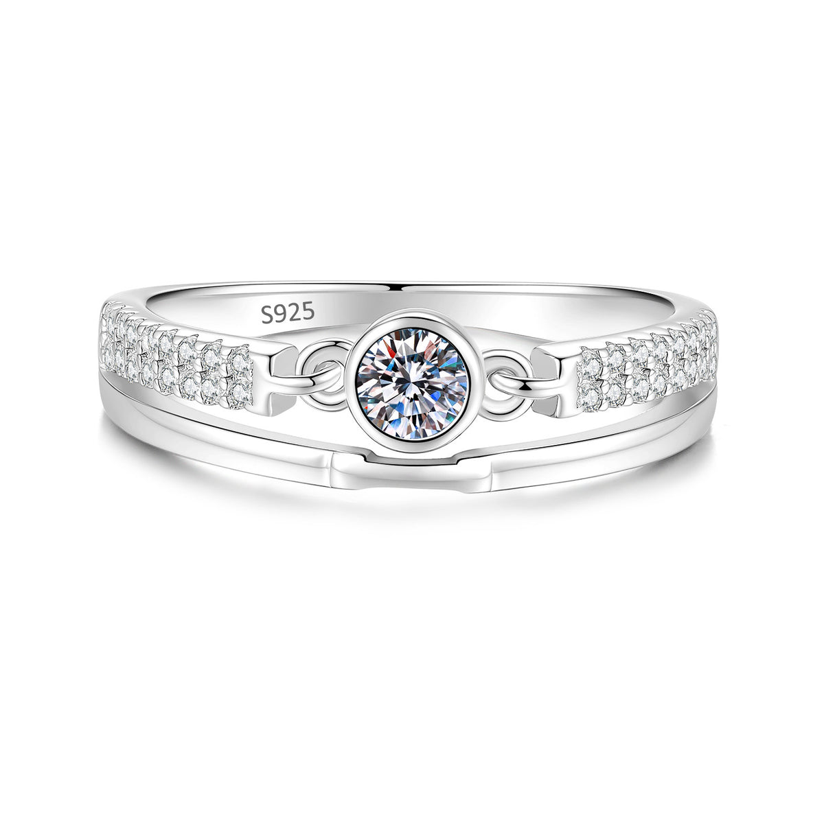 S925 Sterling Silver Moissanite Diamond Ring (PT950 Platinum Plated)