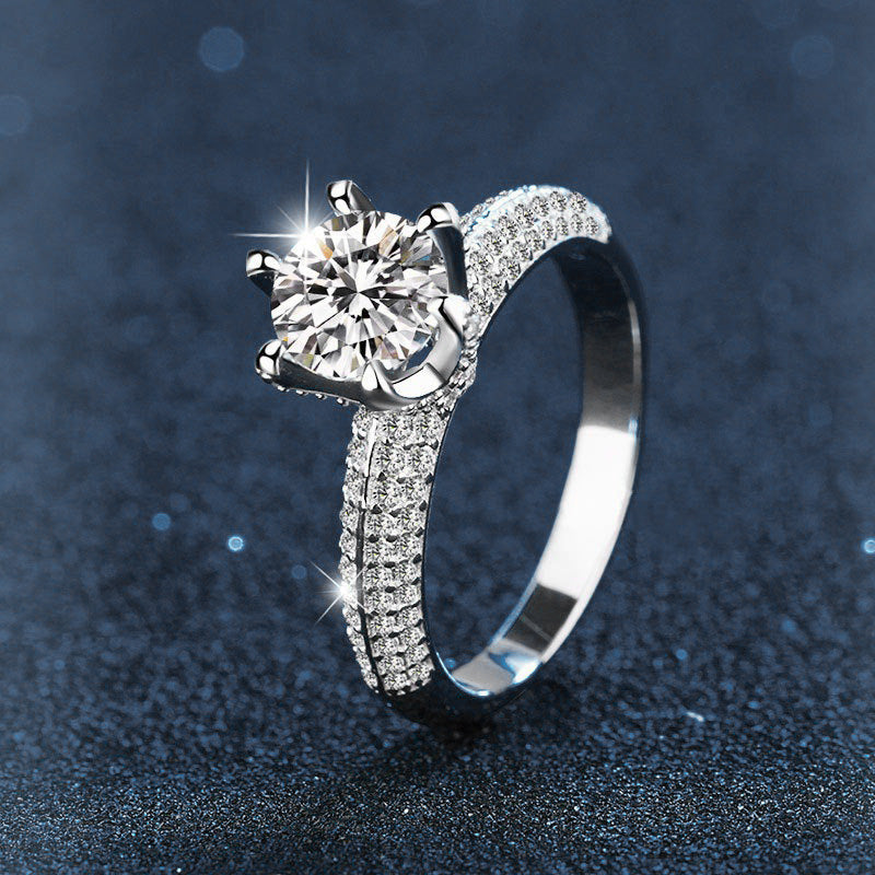 S925 Sterling Silver Moissanite Crown Ring
