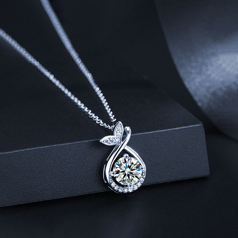 S925 Sterling Silver Moissanite Fishtail Necklace