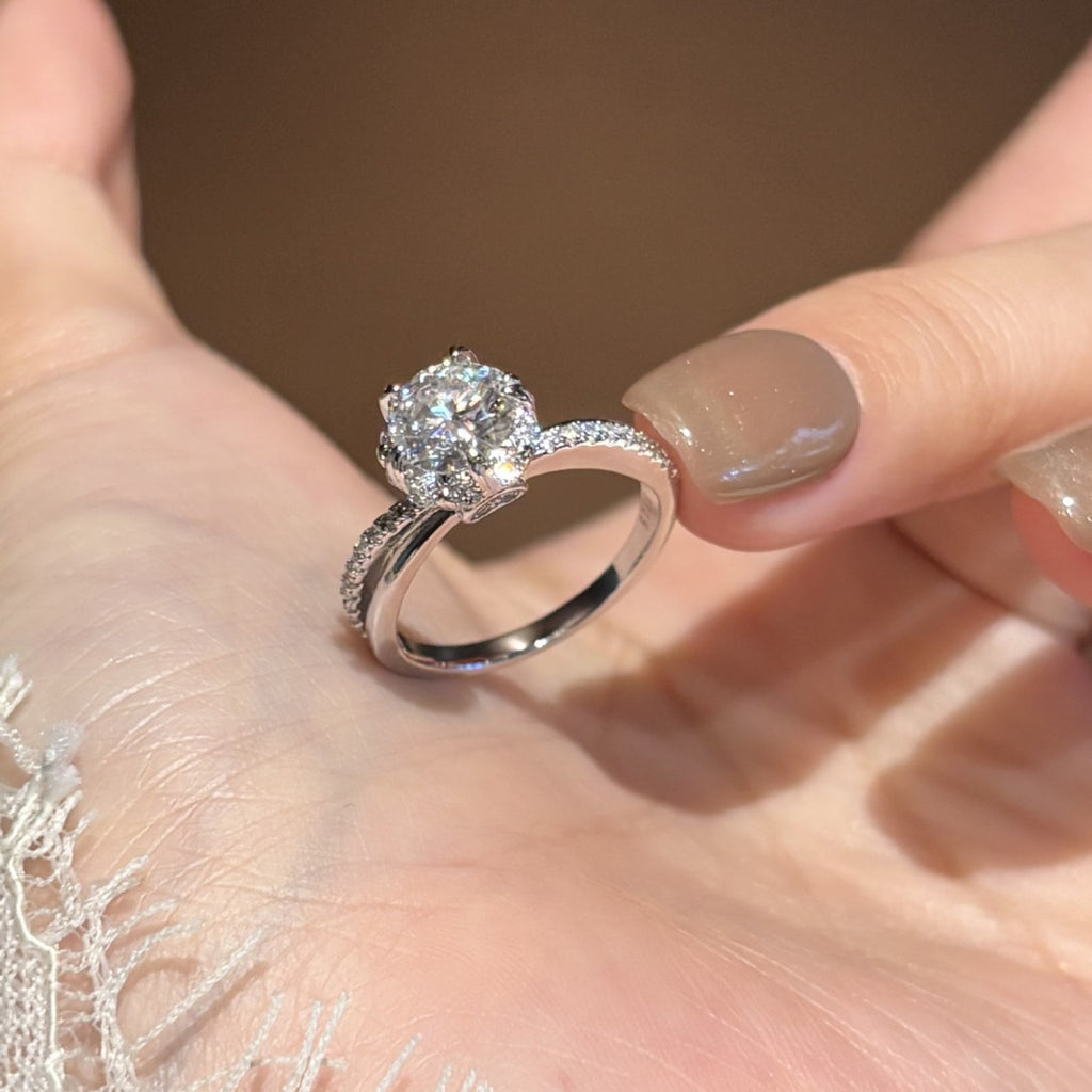 S925 Sterling Silver Moissanite Diamond Ring