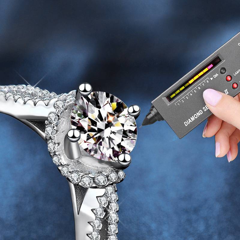 S925 Sterling Silver Double Row Hollow Out Moissanite Ring