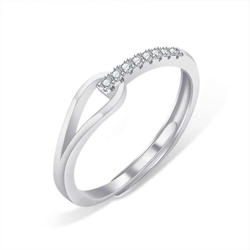 S925 Sterling Silver Moissanite Hollow Ring