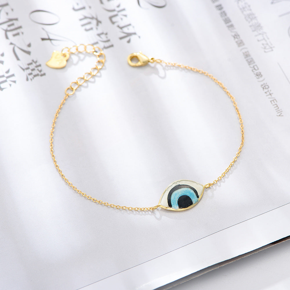 S925 Sterling Silver Retro Electroplated 14K Gold Devil's Eye Bracelet
