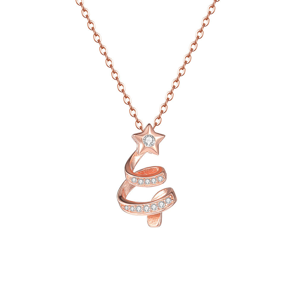 S925 Sterling Silver Christmas Tree Necklace