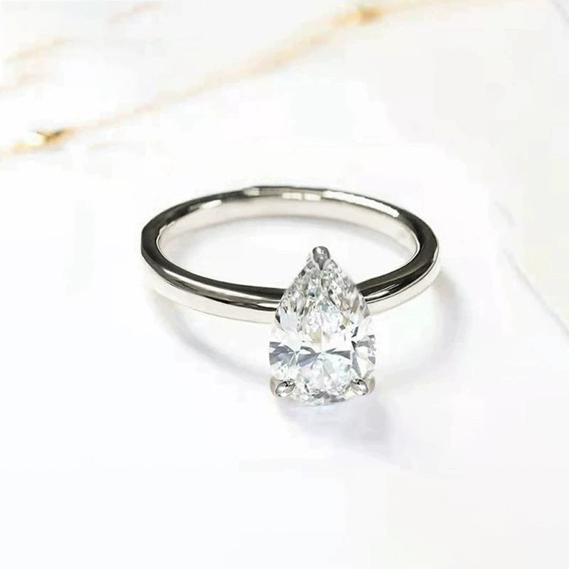 S925 Sterling Silver Luxury Water Drop Ring