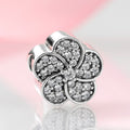 S925 Sterling Silver Inlaid Zircon Peony Flower Shape Pendant