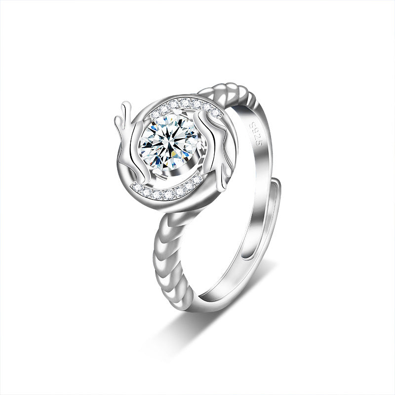 S925 Sterling Silver Dragon Tail Moissanite Ring