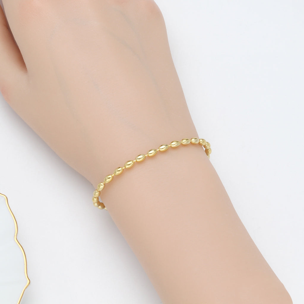 S925 Sterling Silver Rice Bead Bracelet