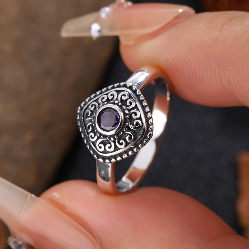 S925 Sterling Silver Halloween Ring with Antiqued Pattern