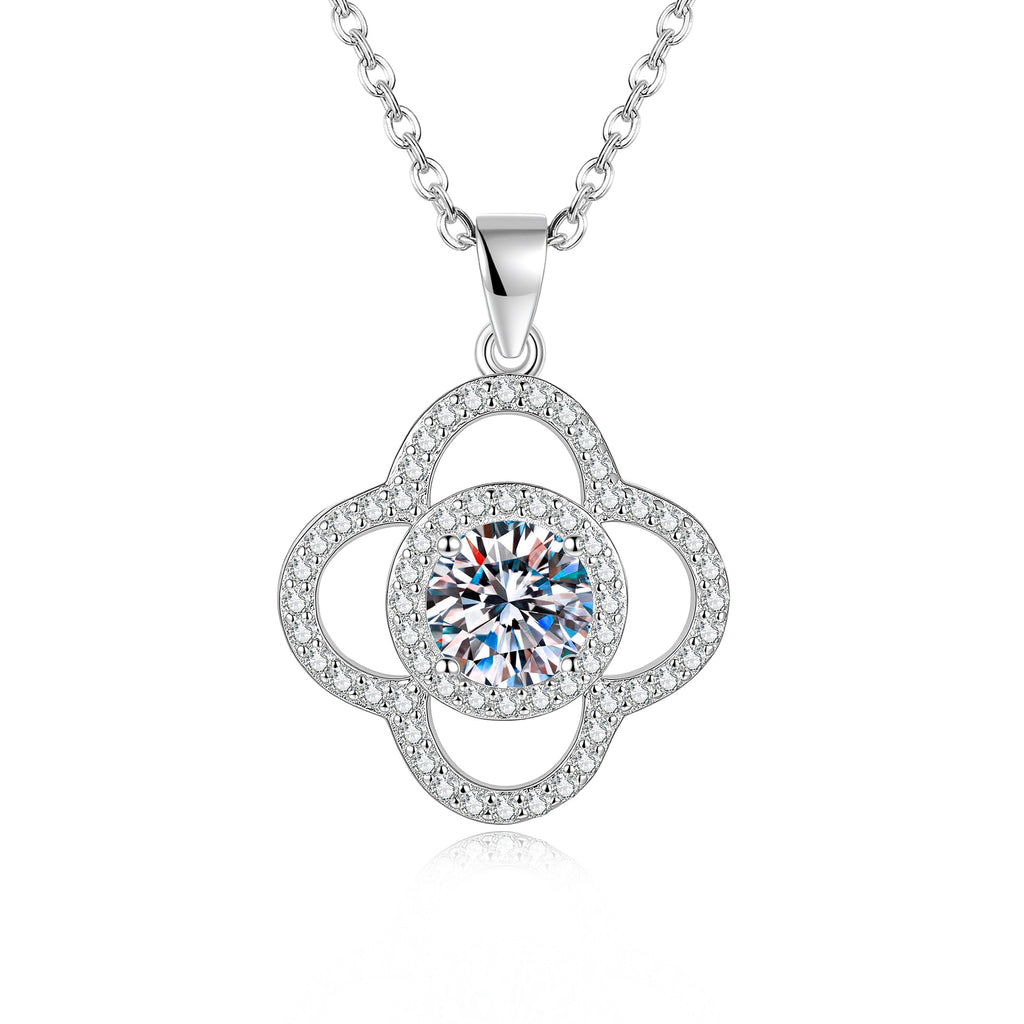 S925 Sterling Silver Four-Leaf Clover Moissanite Necklace