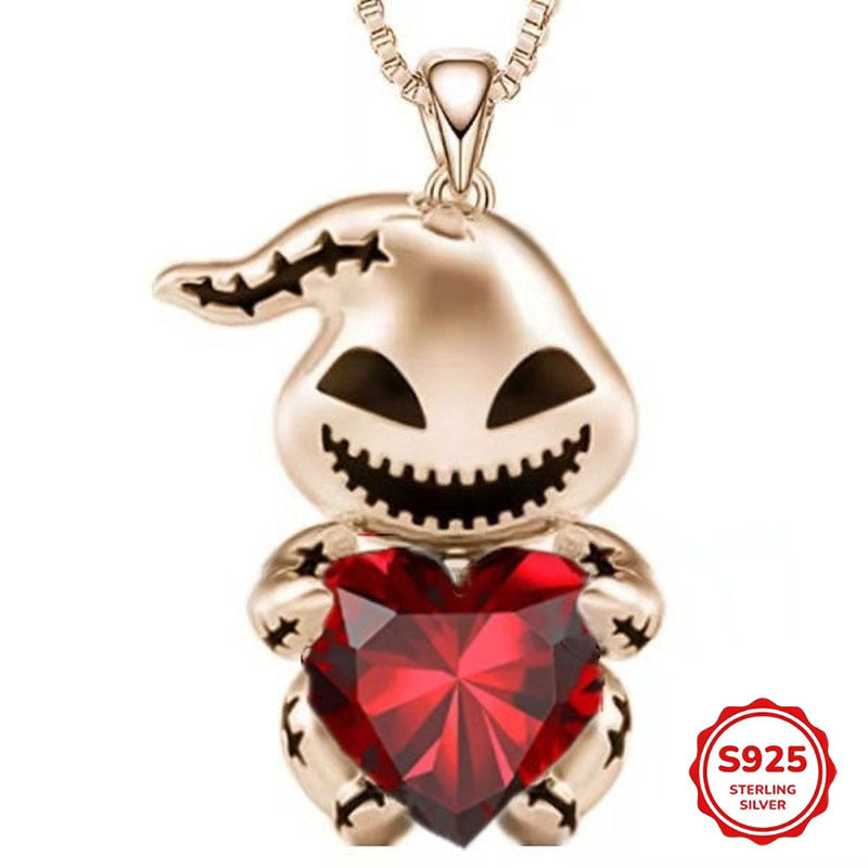 S925 Silver Halloween Baby Devil Heart Necklace