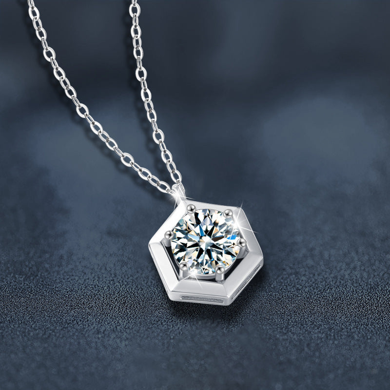 S925 Sterling Silver Moissanite Pendant Necklace