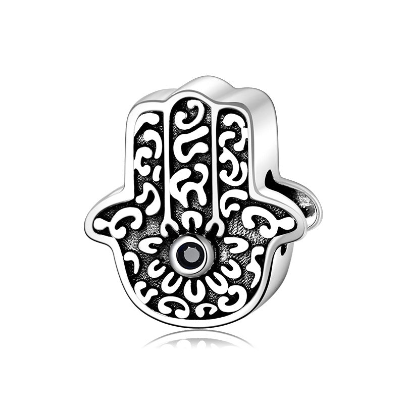 S925 Sterling Silver Fatima Vintage Prime Silver Bracelet Beads Pendant