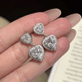 S925 Sterling Silver Heart-Shaped Moissanite Stud Earrings