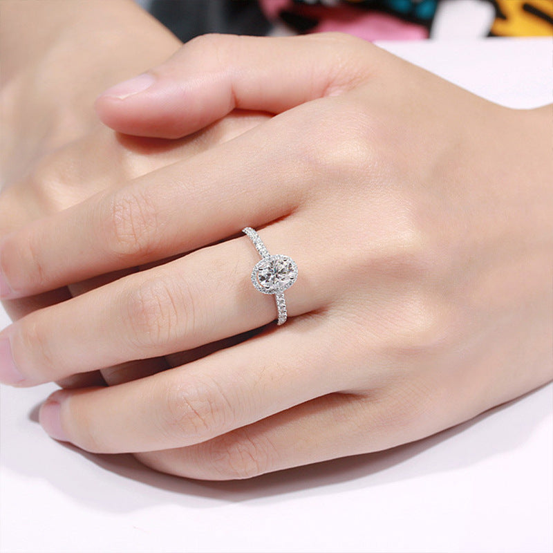 S925 Sterling Silver Oval Moissanite Ring