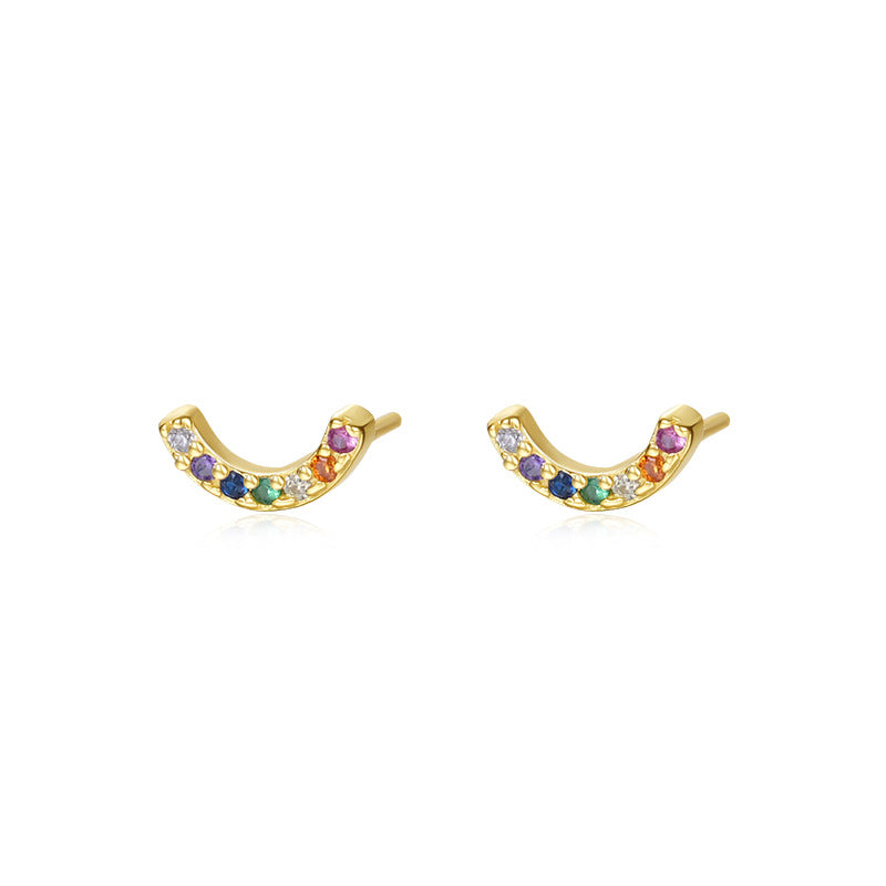 925 Sterling Silver Stud Earrings with Colorful Zirconia