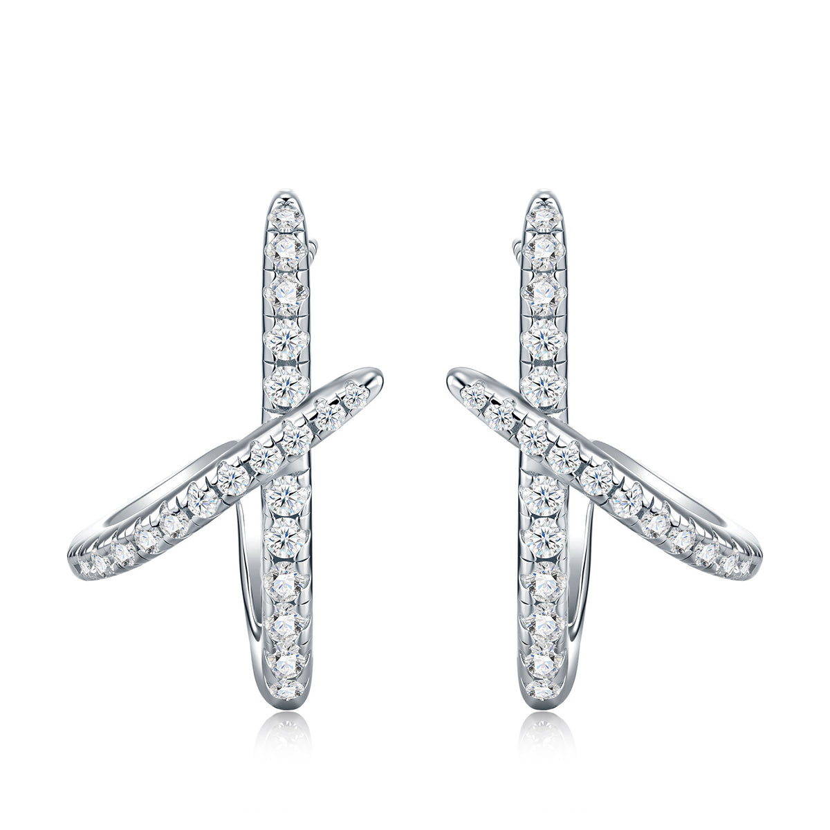 S925 Silver Bold Geometric Moissanite Earrings
